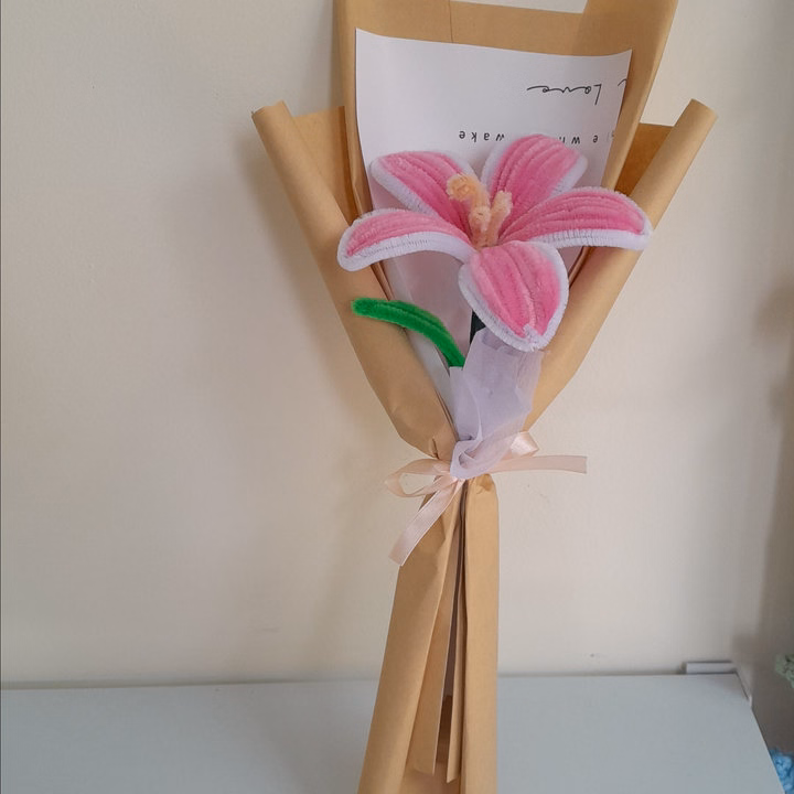 Bó Hoa Ly Kẽm Nhung Handmade Yukishop Yk23 - Ảnh 3