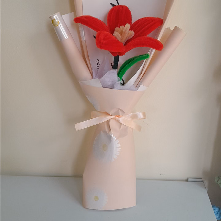 Bó Hoa Ly Kẽm Nhung Handmade Yukishop Yk23 - Ảnh 4