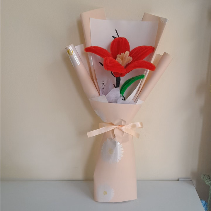 Bó Hoa Ly Kẽm Nhung Handmade Yukishop Yk23 - Ảnh 6