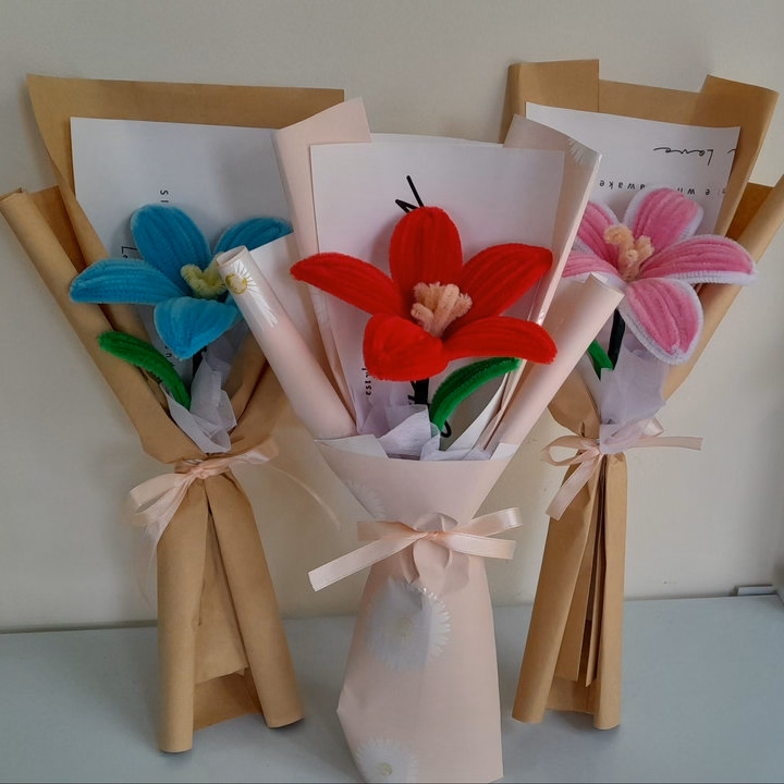 Bó Hoa Ly Kẽm Nhung Handmade Yukishop Yk23