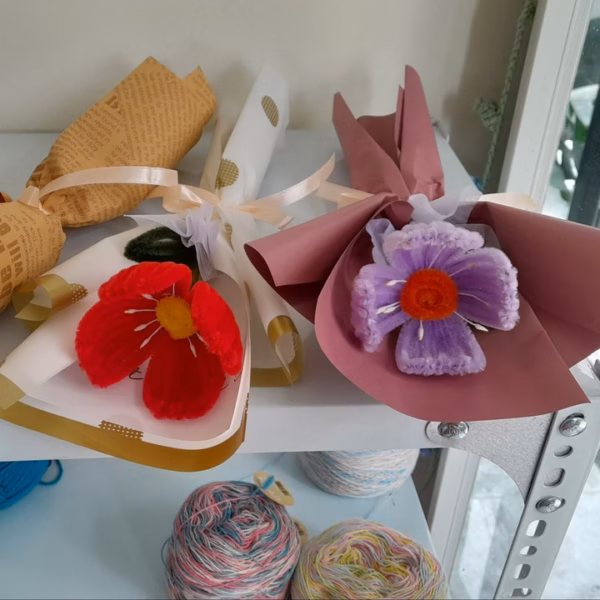 Bó Hoa 1 Bông Kẽm Nhung Handmade Yukishop Yk25 - Ảnh 4