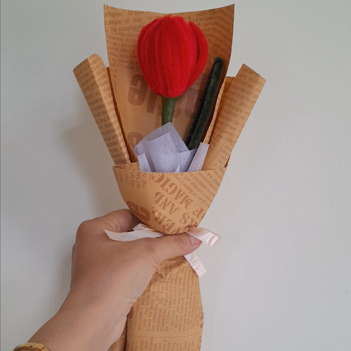 Bó Hoa 1 Bông Kẽm Nhung Handmade Yukishop Yk25 - Ảnh 5
