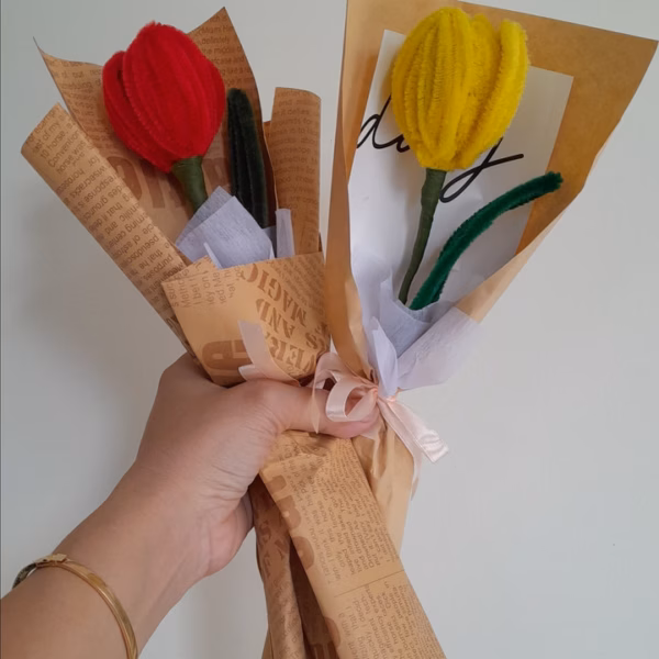 Bó Hoa 1 Bông Kẽm Nhung Handmade Yukishop Yk25 - Ảnh 7