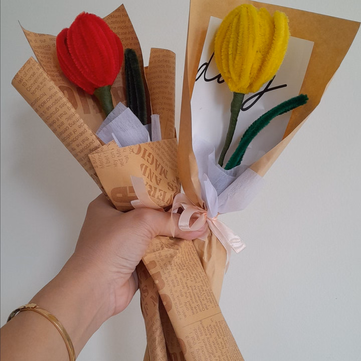 Bó Hoa 1 Bông Kẽm Nhung Handmade Yukishop Yk25 - Ảnh 7
