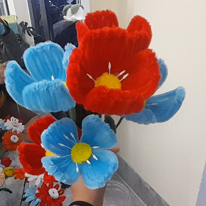 Bó Hoa 1 Bông Kẽm Nhung Handmade Yukishop Yk25 - Ảnh 11