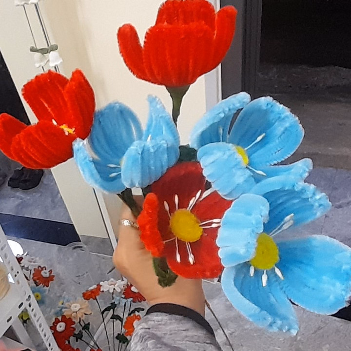 Bó Hoa 1 Bông Kẽm Nhung Handmade Yukishop Yk25 - Ảnh 10