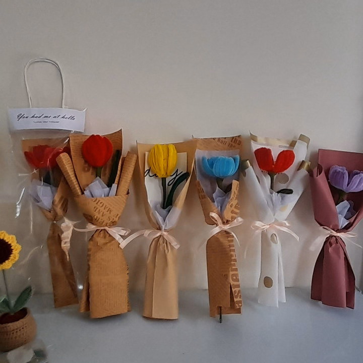 Bó Hoa 1 Bông Kẽm Nhung Handmade Yukishop Yk25 - Ảnh 12