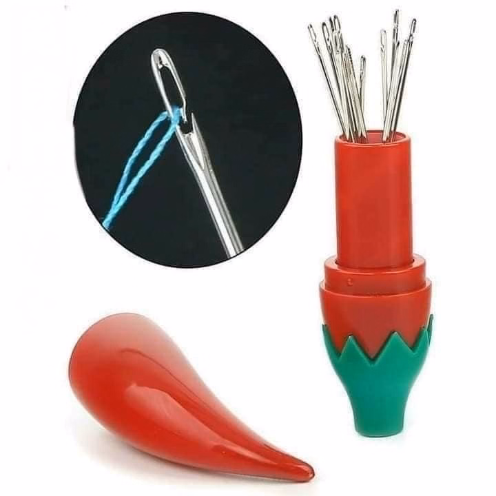 Bộ 12 Kim Khâu Quần Áo Không Cần Xỏ Chỉ Kèm Hộp Đựng Hình Quả Ớt - Su - Ảnh 2