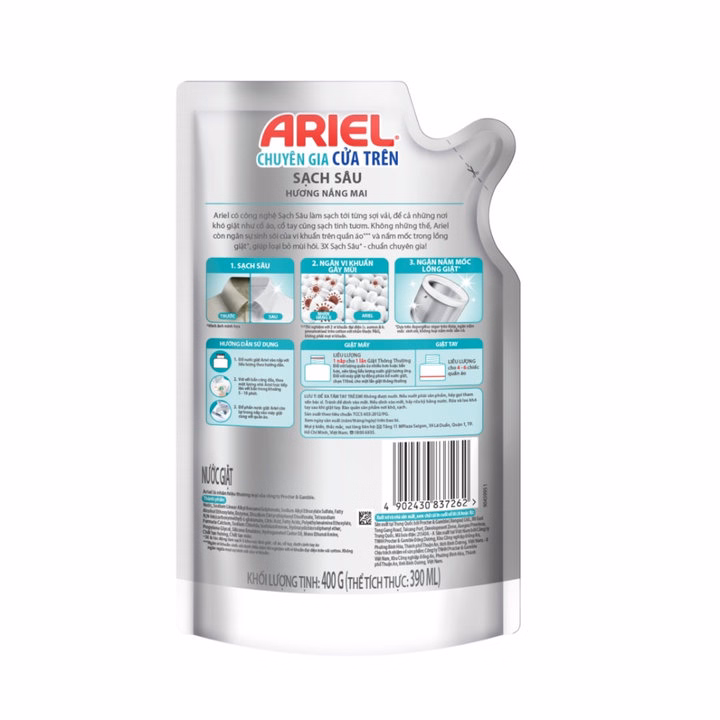 Nước Giặt Ariel Cửa Trước Sạch Sâu Hương Nắng Mai Túi 330G Ctb495 - Bechip - Ảnh 3