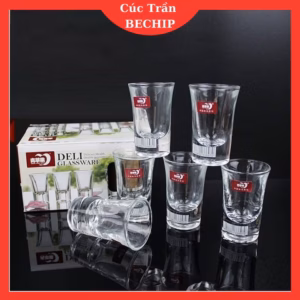 Bộ 6 Cốc Rượu Thủy Tinh Deli 35Ml Siêu Đẹp Ctb500 - Bechip