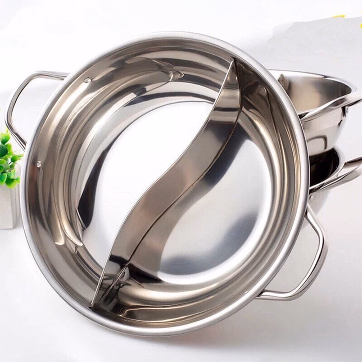 Nồi Lẩu 2 Ngăn Inox 304 Size 30Cm - Silver