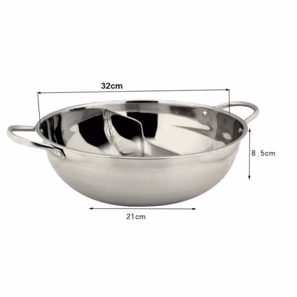 Nồi Lẩu 2 Ngăn Inox 304 Size 30Cm - Silver - Ảnh 2