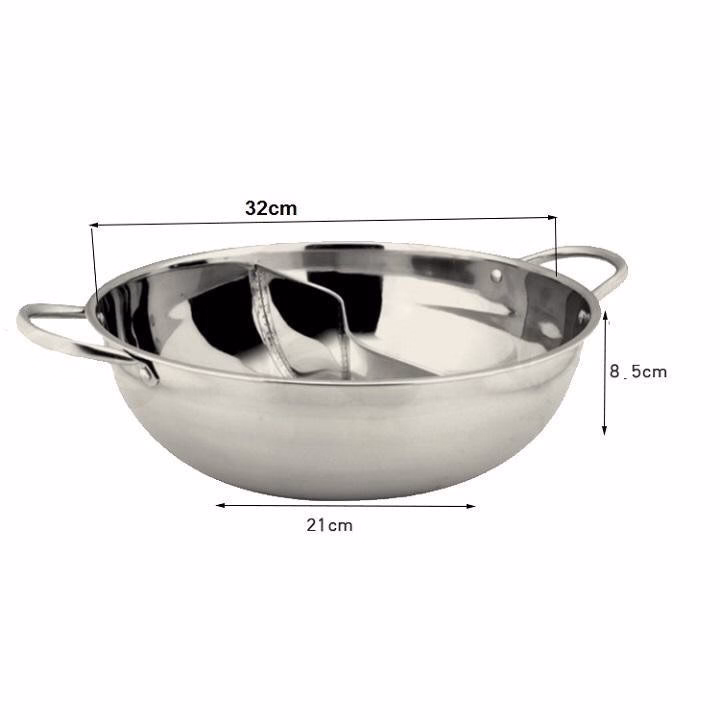 Nồi Lẩu 2 Ngăn Inox 304 Size 30Cm - Silver - Ảnh 2