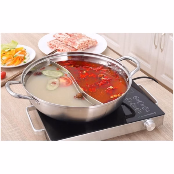 Nồi Lẩu 2 Ngăn Inox 304 Size 30Cm - Silver - Ảnh 3