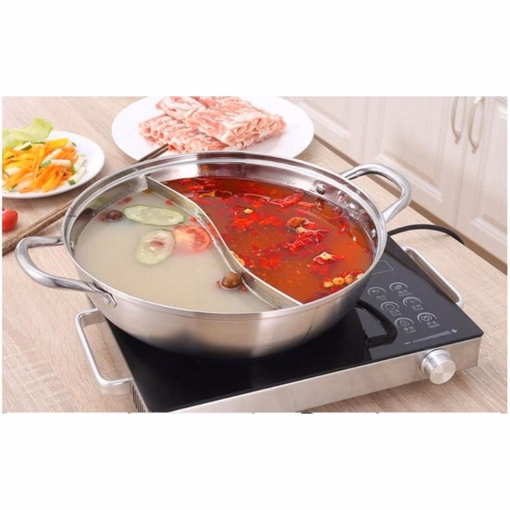 Nồi Lẩu 2 Ngăn Inox 304 Size 30Cm - Silver - Ảnh 3