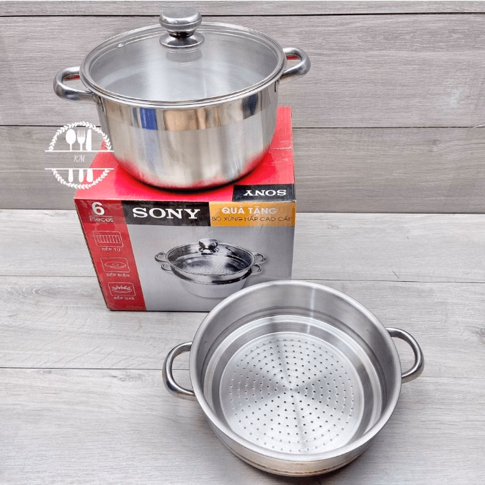 Bộ Nồi Xửng Hấp Cao Cấp Sony 26Cm Dùng Được Bếp Từ Ctb514 - Bechip - Ảnh 3