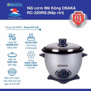 Nồi Cơm Điện Đa Năng Nắp Rời Rc220R(Grey) - Osaka