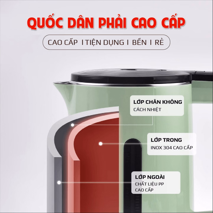 Bình Đun Siêu Tốc 3 Lớp Inox Kt1818 (Đỏ) - Osaka - Ảnh 3