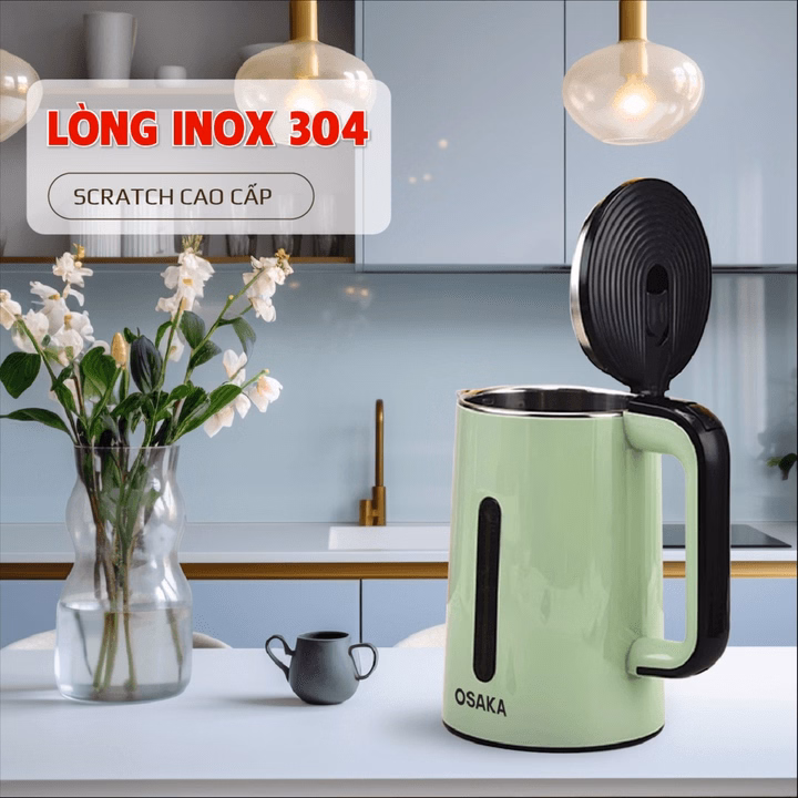 Bình Đun Siêu Tốc 3 Lớp Inox Kt1818 (Xanh) - Osaka - Ảnh 3