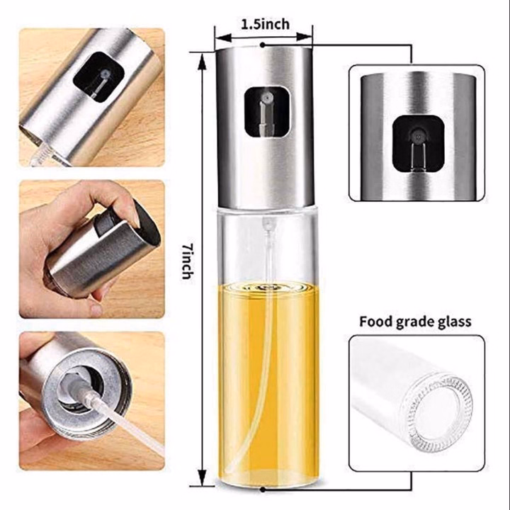 Chai Xịt Thủy Tinh Đựng Dầu, Giấm - Silver - Ảnh 5