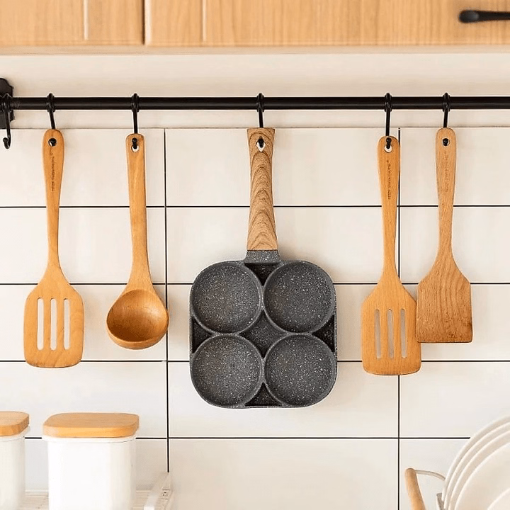 Chảo 4 Ô Chống Dính Tay Cầm Gỗ Đa Năng Ctb528 - Bechip - Ảnh 8