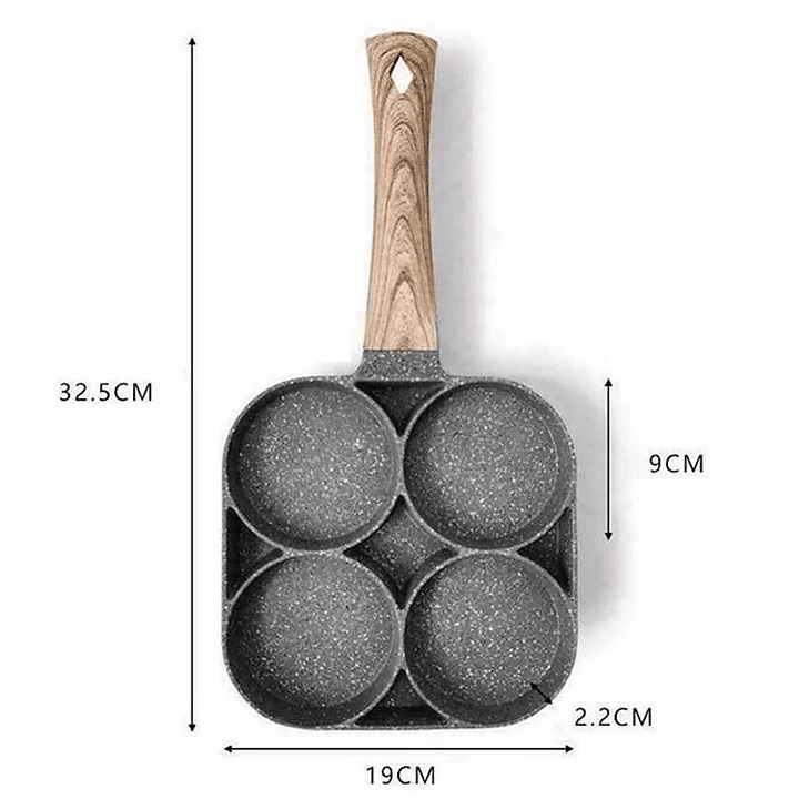 Chảo 4 Ô Chống Dính Tay Cầm Gỗ Đa Năng Ctb528 - Bechip - Ảnh 10