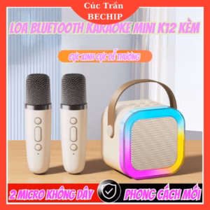 Loa Karaoke Bluetooth Mini K12 Tặng Kèm 2 Mic Không Dây, Có Thể Thay Đổi Giọng Ctb531 - Bechip