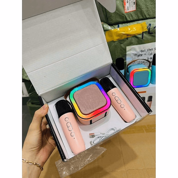 Loa Karaoke Bluetooth Mini K12 Tặng Kèm 2 Mic Không Dây, Có Thể Thay Đổi Giọng Ctb531 - Bechip - Ảnh 13