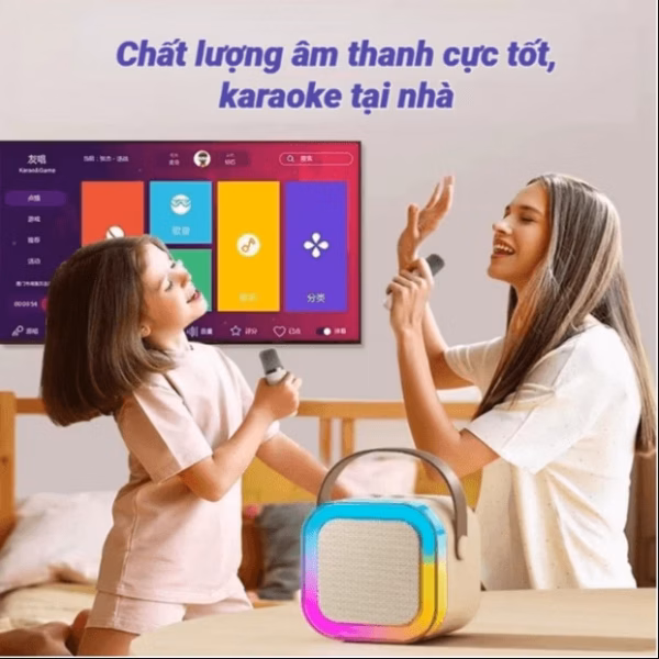 Loa Karaoke Bluetooth Mini K12 Tặng Kèm 2 Mic Không Dây, Có Thể Thay Đổi Giọng Ctb531 - Bechip - Ảnh 3