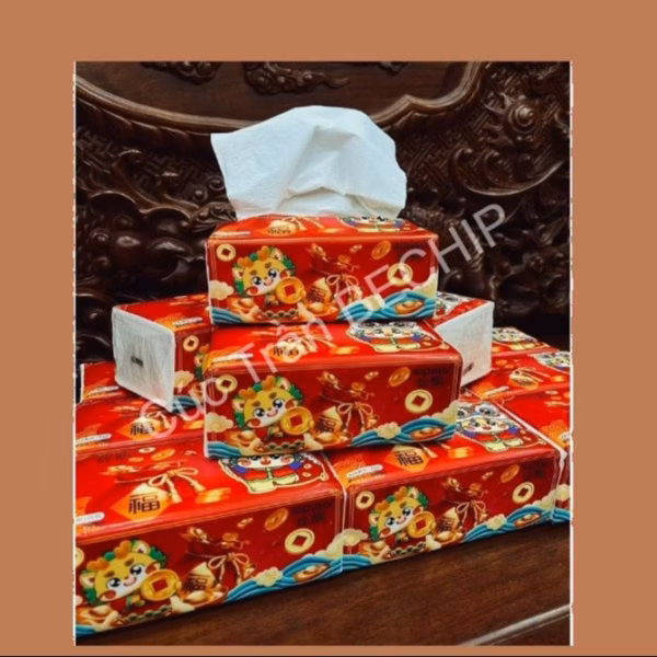 Khăn Giấy Sipiao Mẫu Đỏ Đón Tết Đẹp, Mịn, Dai Ctb536 - Bechip - Ảnh 2