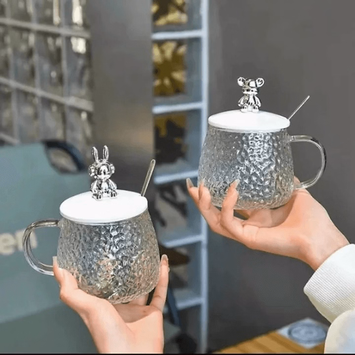 Ly Thủy Tinh Nắp Gấu 450Ml Kèm Muỗng Ctb538 - Bechip - Ảnh 3