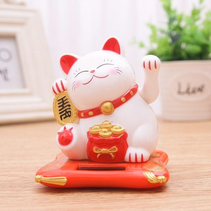 Tượng Mèo Ngồi Vẩy Tay Tự Động 7X6.5X7.5Cm -Gdn - Ảnh 3