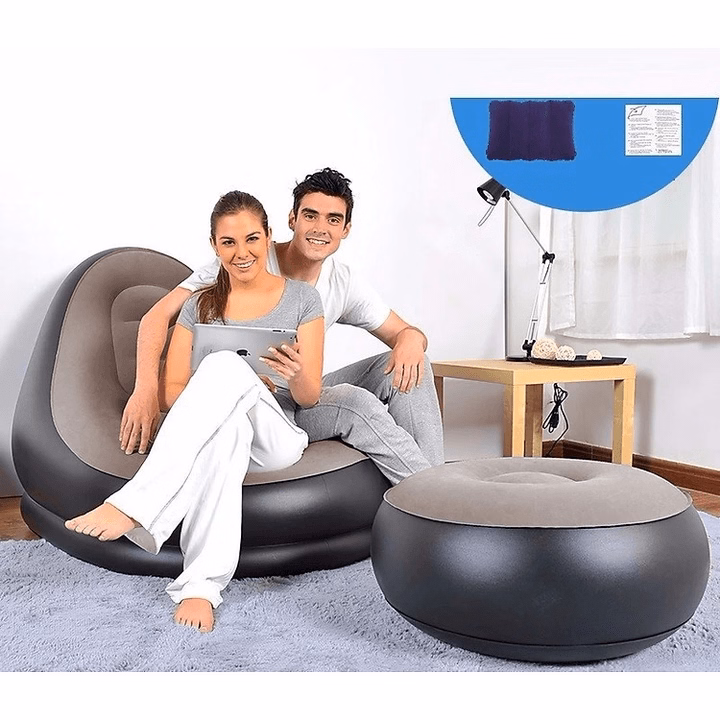 Ghế Đệm Bơm Hơi, Ghế Hơi Tựa Lưng Bọc Nhung Cao Cấp Thư Giản Siêu Êm Tặng Keo Và 2 Miếng Vá, Ctb557 - Bechip - Ảnh 7