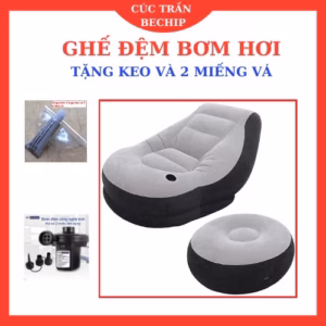Ghế Đệm Bơm Hơi, Ghế Hơi Tựa Lưng Bọc Nhung Cao Cấp Thư Giản Siêu Êm Tặng Keo Và 2 Miếng Vá, Ctb557 - Bechip
