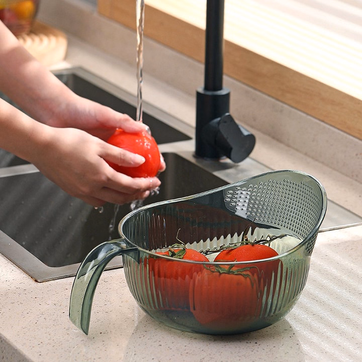 Rổ Vo Gạo, Rửa Trái Cây, Rau Củ Có Lỗ Thoát Nước - Su - Ảnh 3