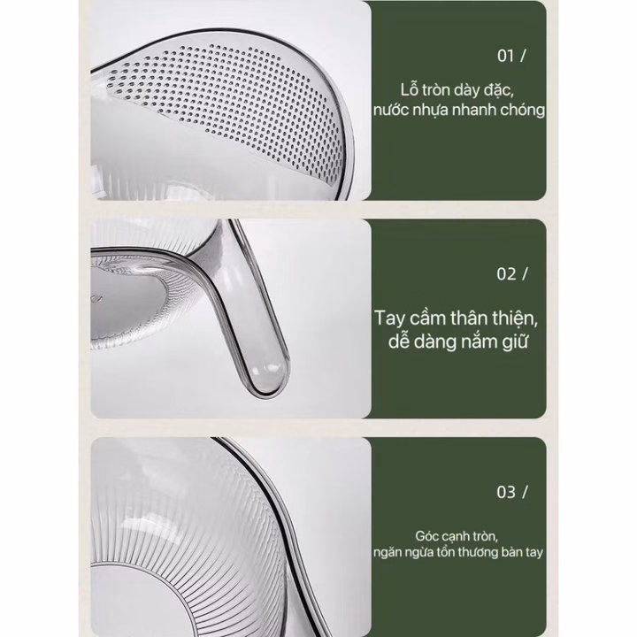 Rổ Vo Gạo, Rửa Trái Cây, Rau Củ Có Lỗ Thoát Nước - Su - Ảnh 4