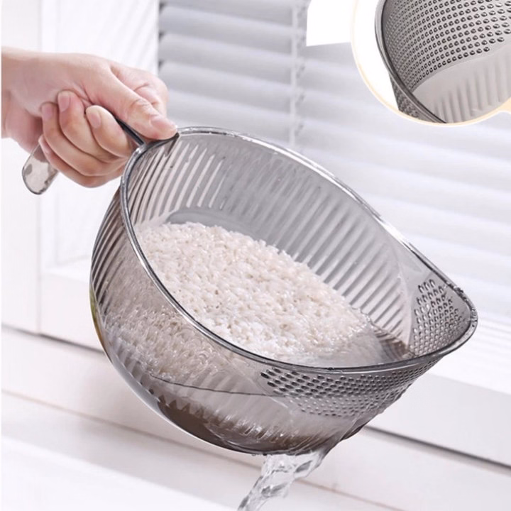 Rổ Vo Gạo, Rửa Trái Cây, Rau Củ Có Lỗ Thoát Nước - Su - Ảnh 9