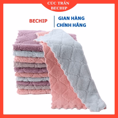 Set 10 Khăn Lau Bếp Đa Năng 2 Mặt Siêu Thấm Nước Ctb03 - Bechip