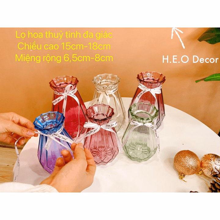 Bình Hoa Thủy Tinh, Lọ Cắm Hoa Thủy Tinh Đa Giác Ctb561 - Bechip - Ảnh 7
