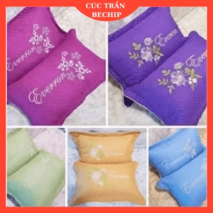[ Cặp 2 Cái ] Vỏ Gối Trần Bông Có Khóa Kéo Thêu Hoa Ctb24 - Bechip