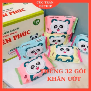 [Thùng - 32 Gói] Khăn Giấy Ướt Thiên Phúc Không Mùi, Kháng Khuẩn, Siêu Dai, Siêu Mềm Ctb46 - Bechip