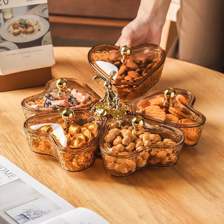 Khay Mứt Xoay Trái Tim 5 Ngăn Trong Suốt - Gdn