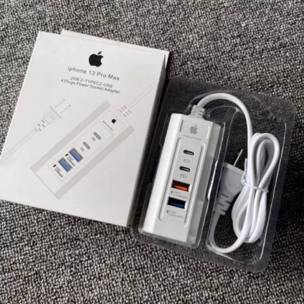 Ổ Cắm Sạc Điện Thoại Ip Tích Hợp Sẵn 2 Cổng Sạc Pd + 2 Cổng Usb Sạc Nhanh - Silver - Ảnh 4