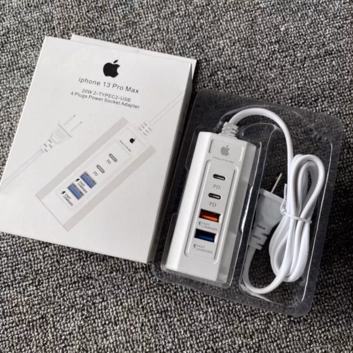 Ổ Cắm Sạc Điện Thoại Ip Tích Hợp Sẵn 2 Cổng Sạc Pd + 2 Cổng Usb Sạc Nhanh - Silver - Ảnh 4