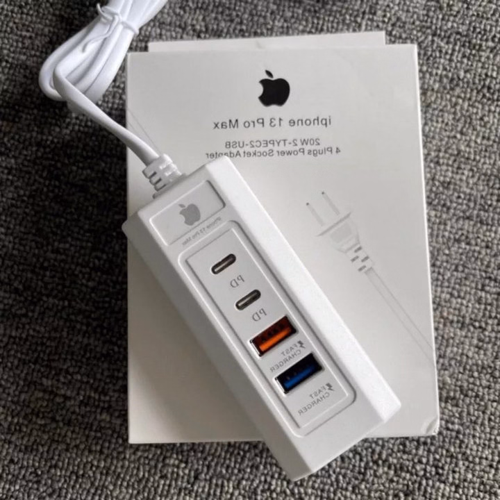 Ổ Cắm Sạc Điện Thoại Ip Tích Hợp Sẵn 2 Cổng Sạc Pd + 2 Cổng Usb Sạc Nhanh - Silver - Ảnh 5