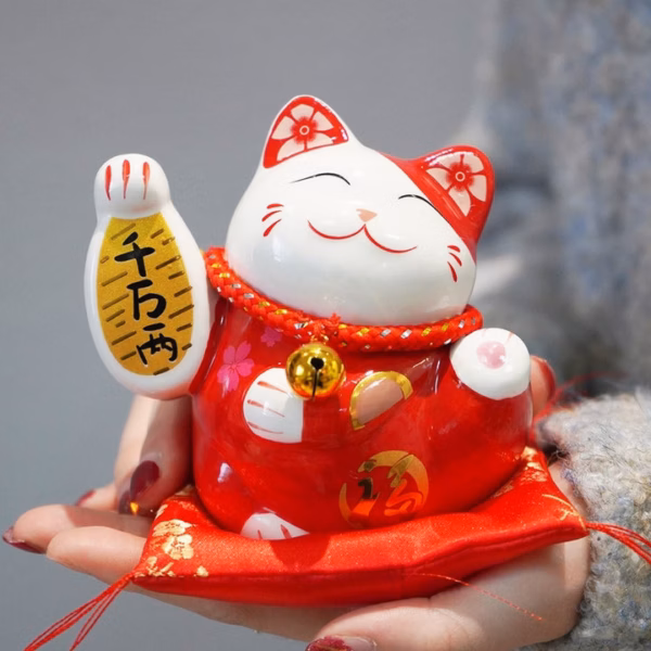 Mèo Thần Tài Để Bàn (Kèm Đệm Lót) 10.5Cmx10Cmx8.5Cm - Su