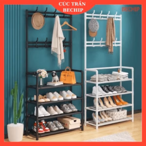 Kệ Để Giày Dép Kèm Móc Treo Quần Áo Đa Năng, Tiện Lợi, Sang Trọng 4 Tầng Ctb88 – Bechip