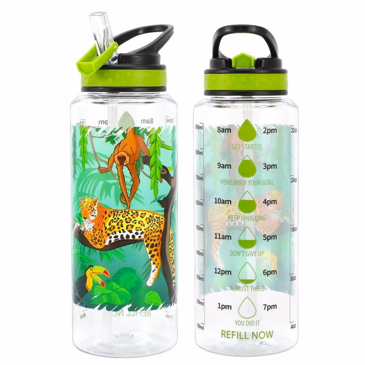 Bình Đựng Nước 1L Có Ống Hút Có Vạch Chia Nhắc Uống Nước - Pg Bag
