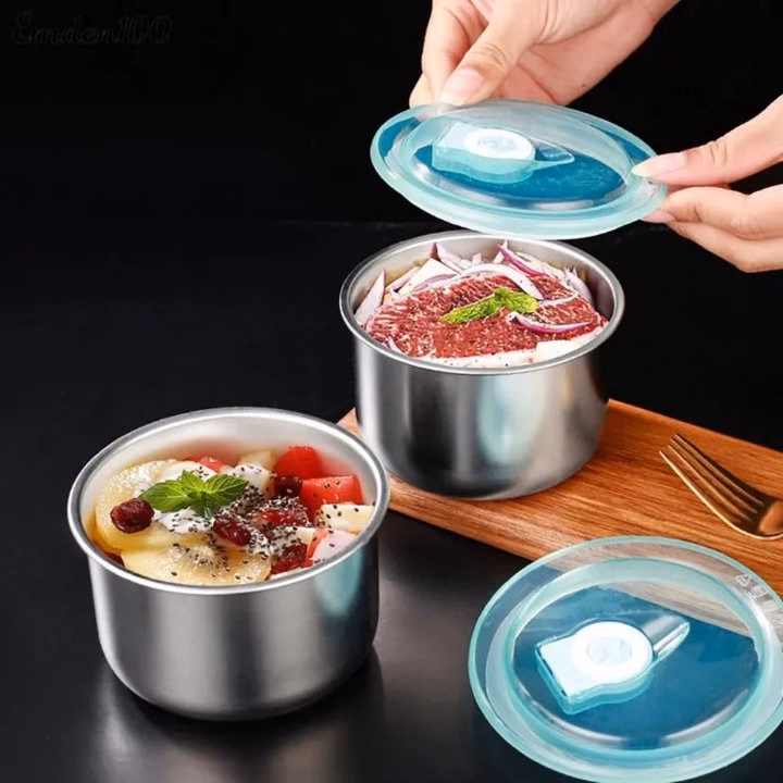 Hộp Inox Đựng Thực Phẩm Tròn 10X6.5Cm - Su
