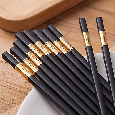 Bộ 10 Đôi Đũa Ăn Hợp Kim Đầu Bọc Vàng - Gdn